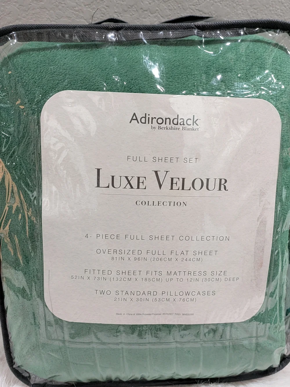 Adirondack Luxe Velour Full Sheet Set - Emerald Green‎